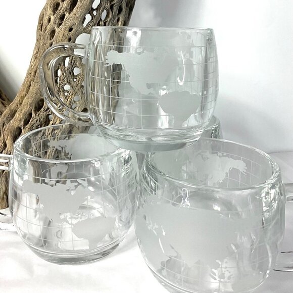 Set of 4 Vintage NESTLE Nescafe Old World Map Coffee Cups - Picture 4 of 5